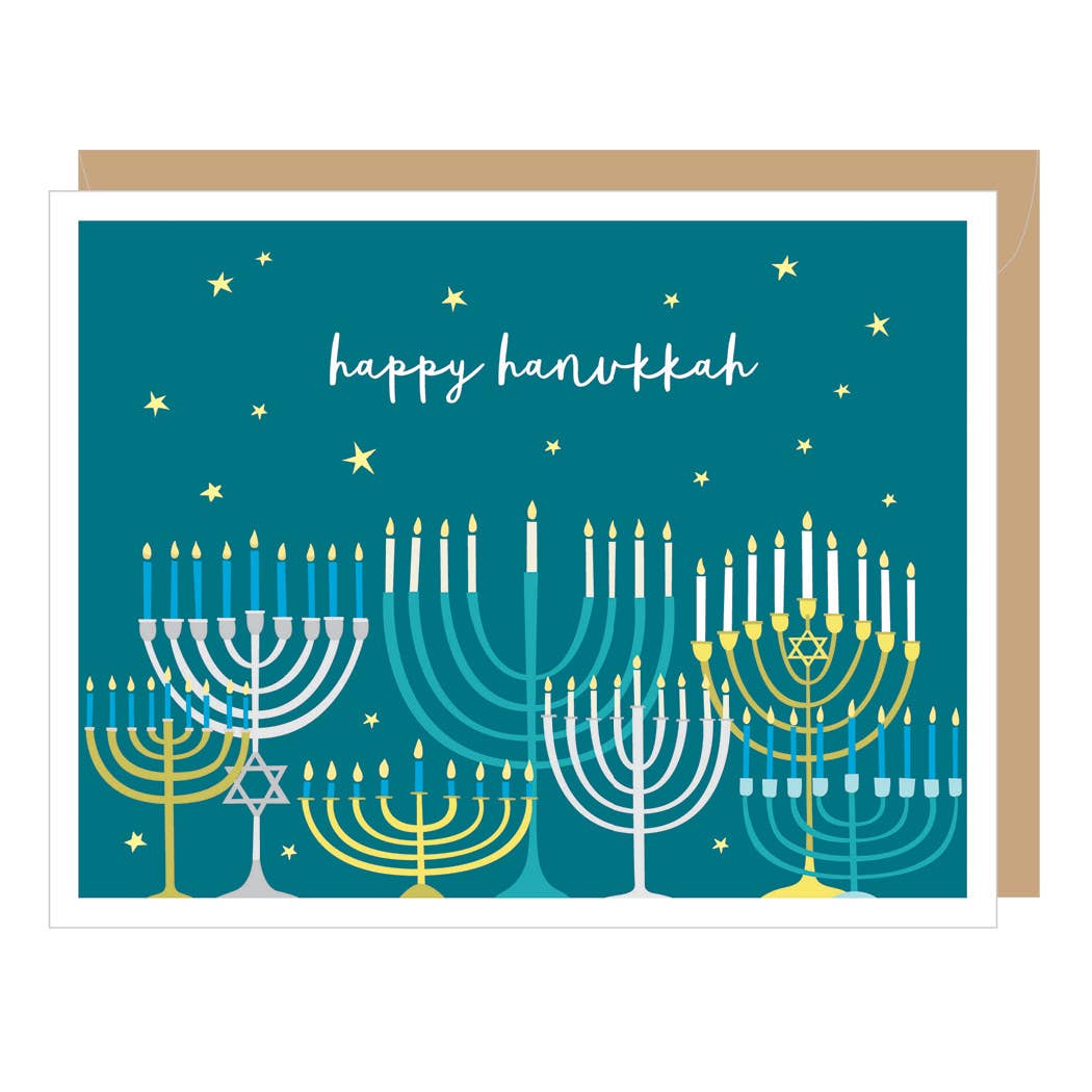 Table of Menorahs Hanukkah Card