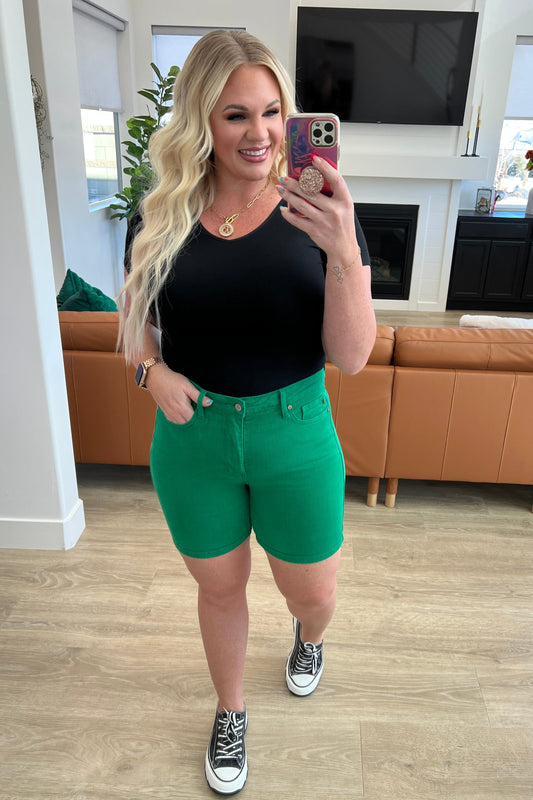 Website Exclusive Jenna Control Top Cuffed Shorts in Green