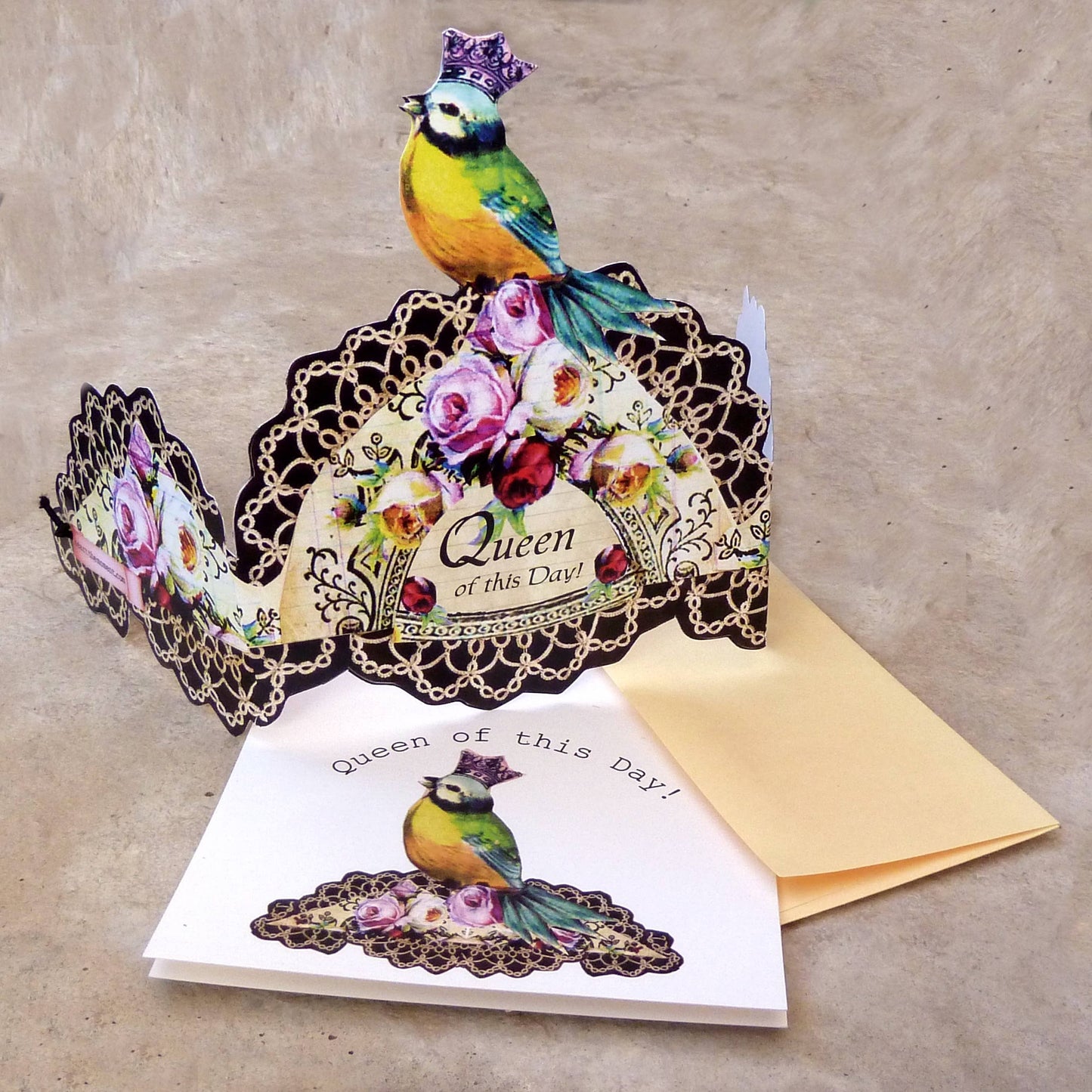 Greeting Card with Tiara, Queen of This Day, Songbird