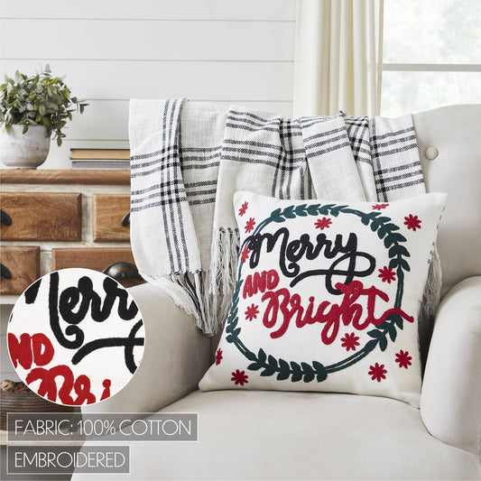 Black Plaid Merry & Bright Pillow
