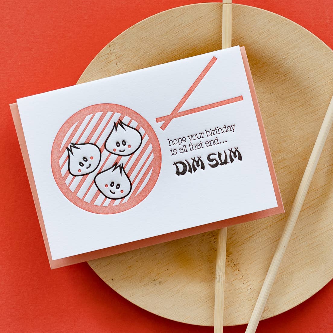 Funny Pun Dim Sum Foodie Birthday Letterpress Card
