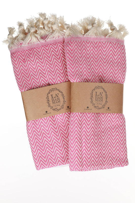 Zigzag Turkish Cotton Kitchen / Hand Towel  40x18 in: Pink