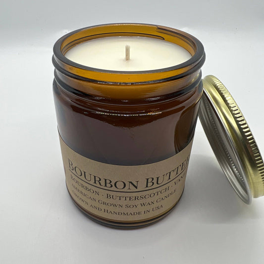 Bourbon Butter Soy Wax Candle | 9 oz Amber Apothecary Jar